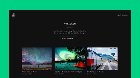 Homepage screenshot Norrsken theme