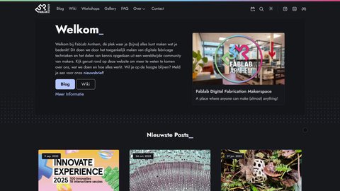 Fablab Arnhem homepage screenshot