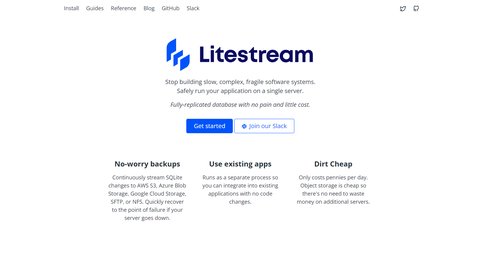 Litestream homepage screenshot