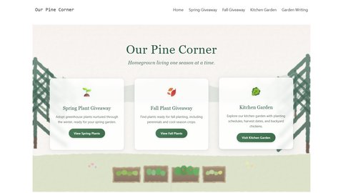 Our Pine Corner homepage screenshot