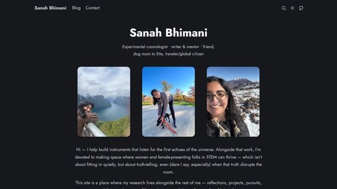 Sanah Bhimani homepage screenshot